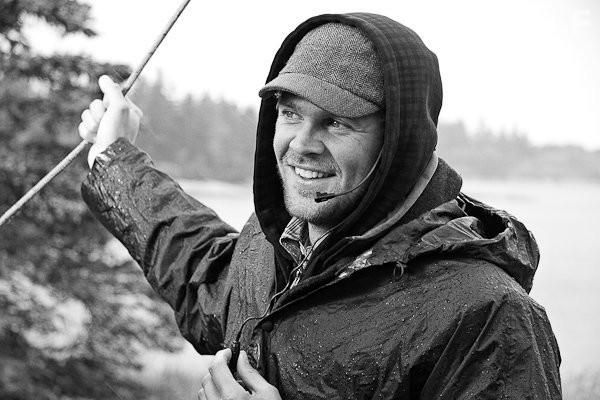 Luke Fisher on the set of Cloudburst