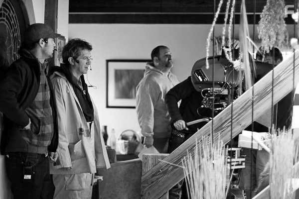 Luke Fisher, Steve Arnold and Thom Fitzgerald on the set of Cloudburst