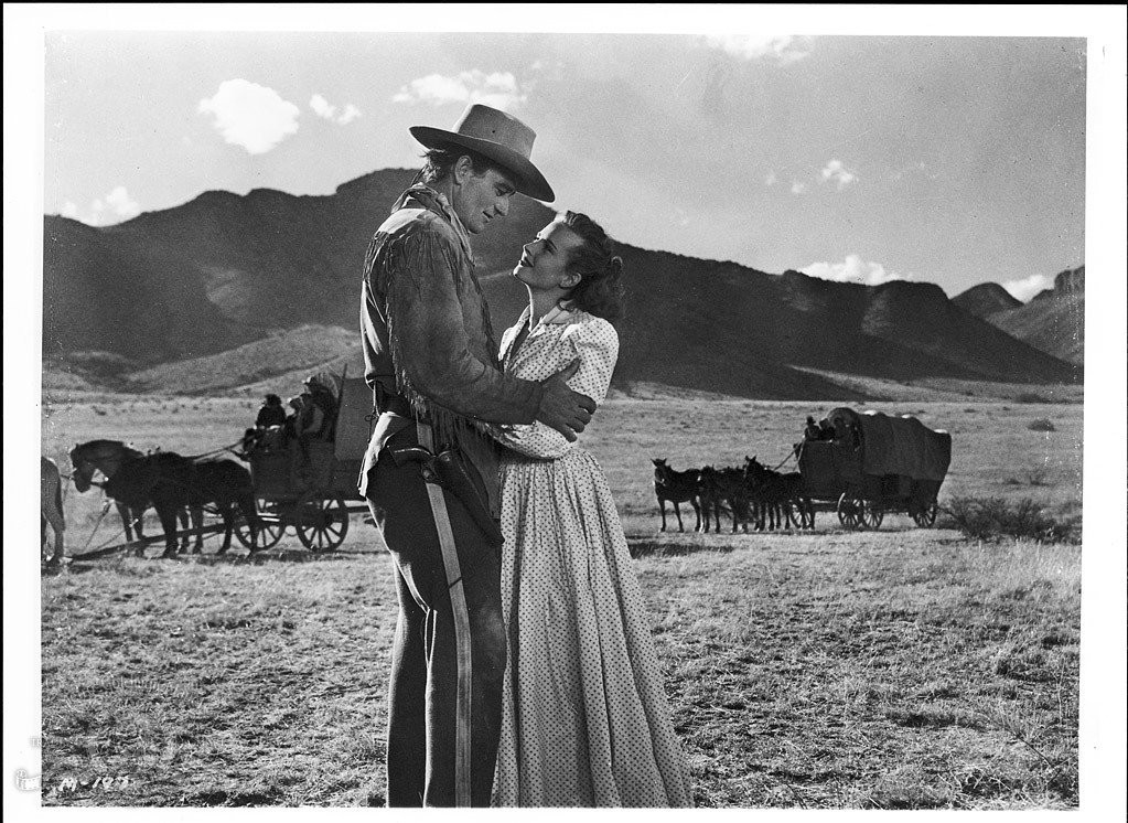 John Wayne and Coleen Gray in Красная река (1948)