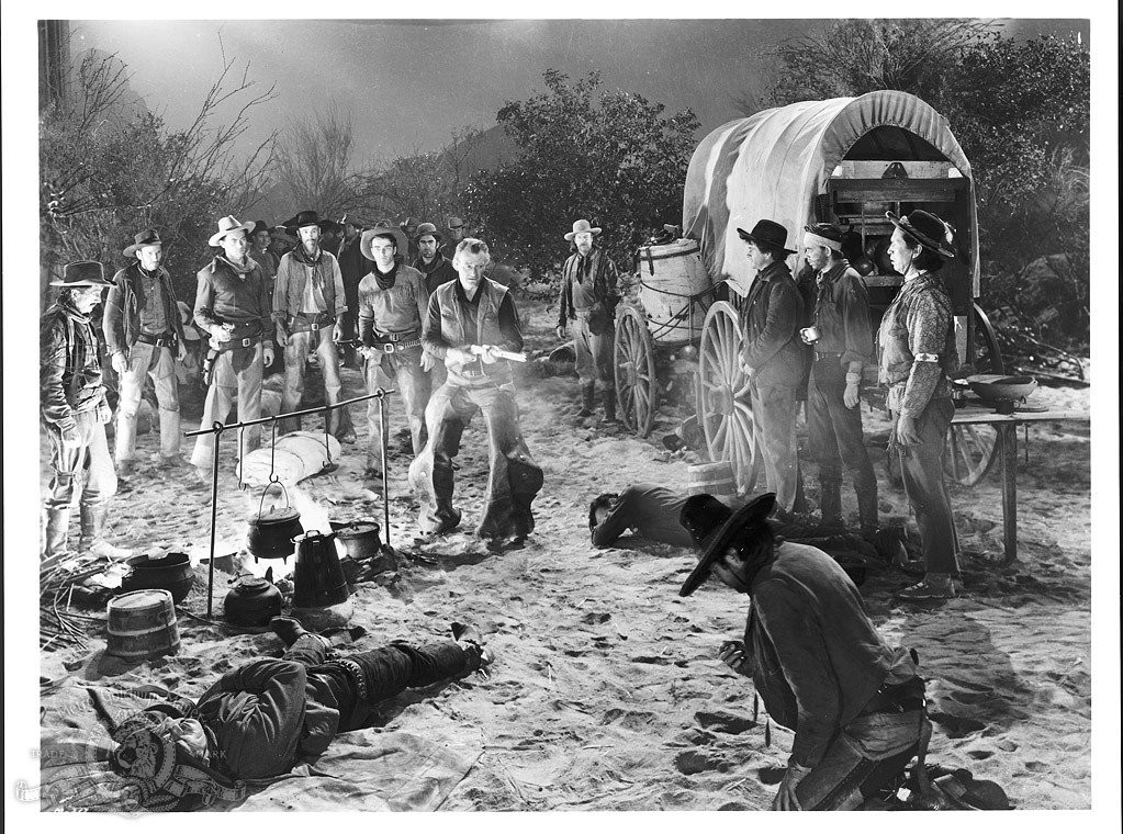 John Wayne, Noah Beery Jr., Montgomery Clift, Paul Fix, Hal Taliaferro, Hank Worden, and Chief Yowlachie in Красная река (1948)