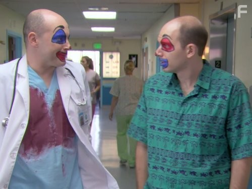 Rob Corddry and Paul Scheer in Дэцкая больница (2008)