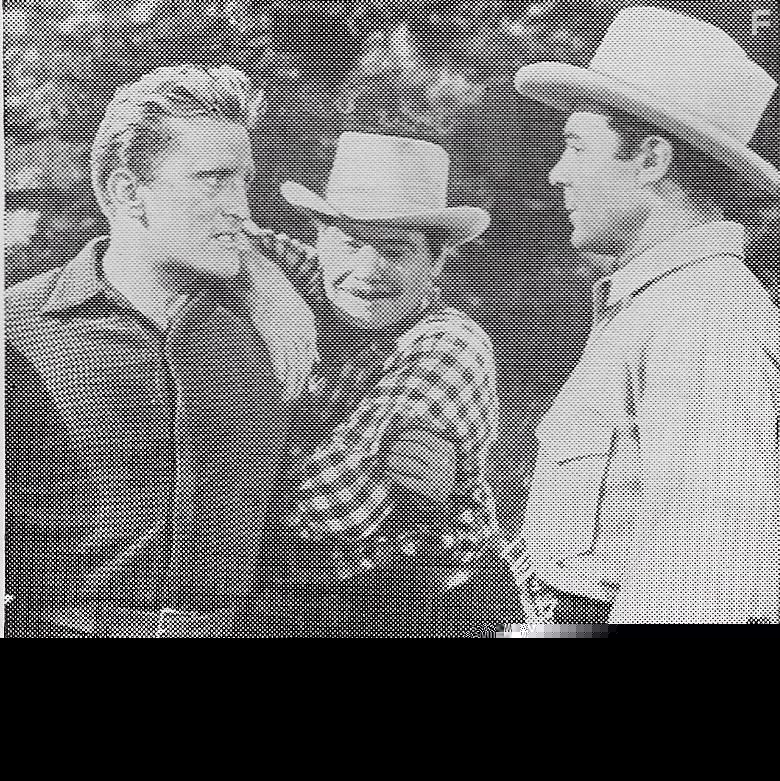 Kirk Douglas, John Archer, and Harry Cording in The Big Trees (1952)