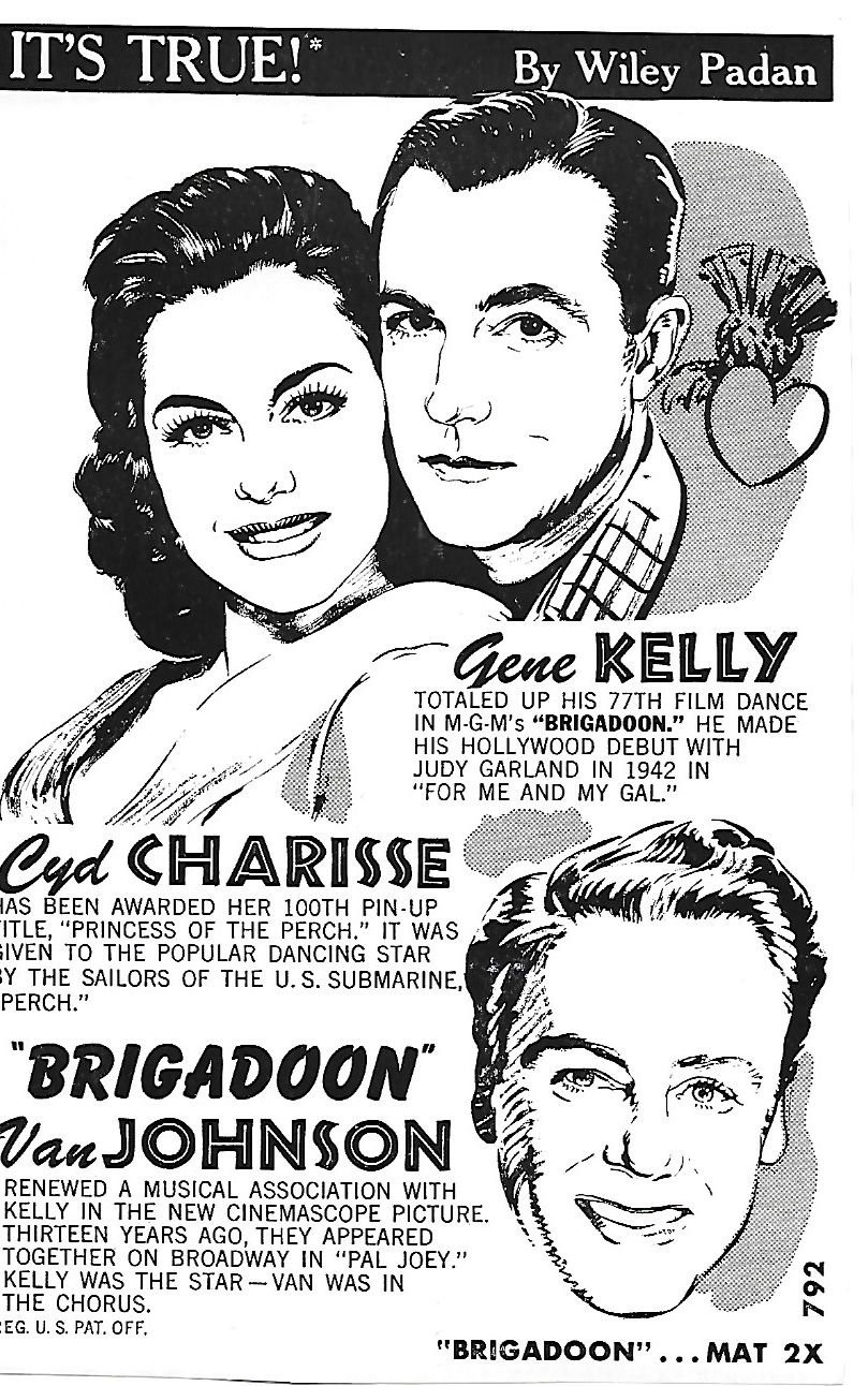 Gene Kelly, Cyd Charisse, and Van Johnson in Бригадун (1954)