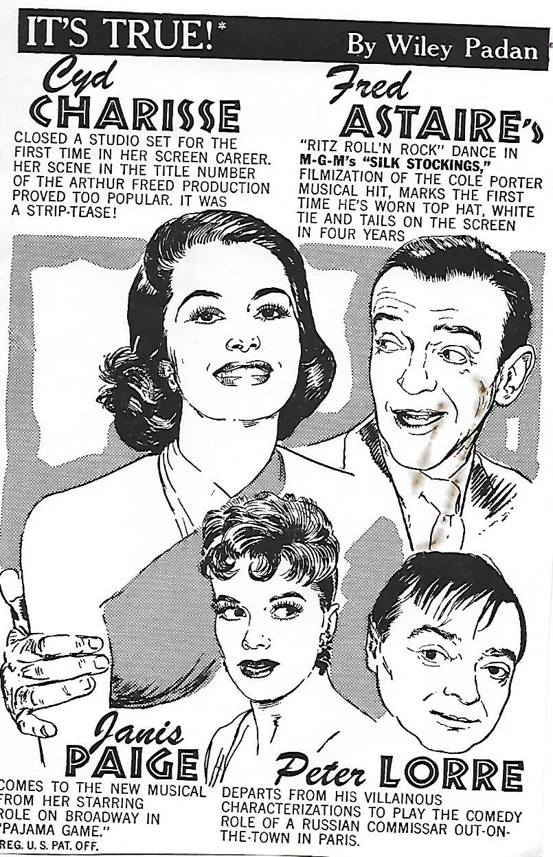 Fred Astaire, Peter Lorre, Cyd Charisse, and Janis Paige in Шелковые чулки (1957)