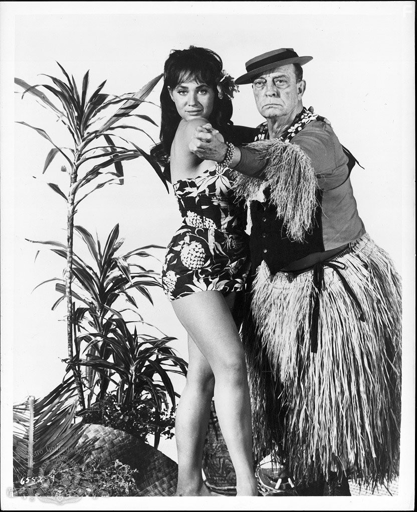 Buster Keaton and Bobbie Shaw Chance in How to Stuff a Wild Bikini (1965)