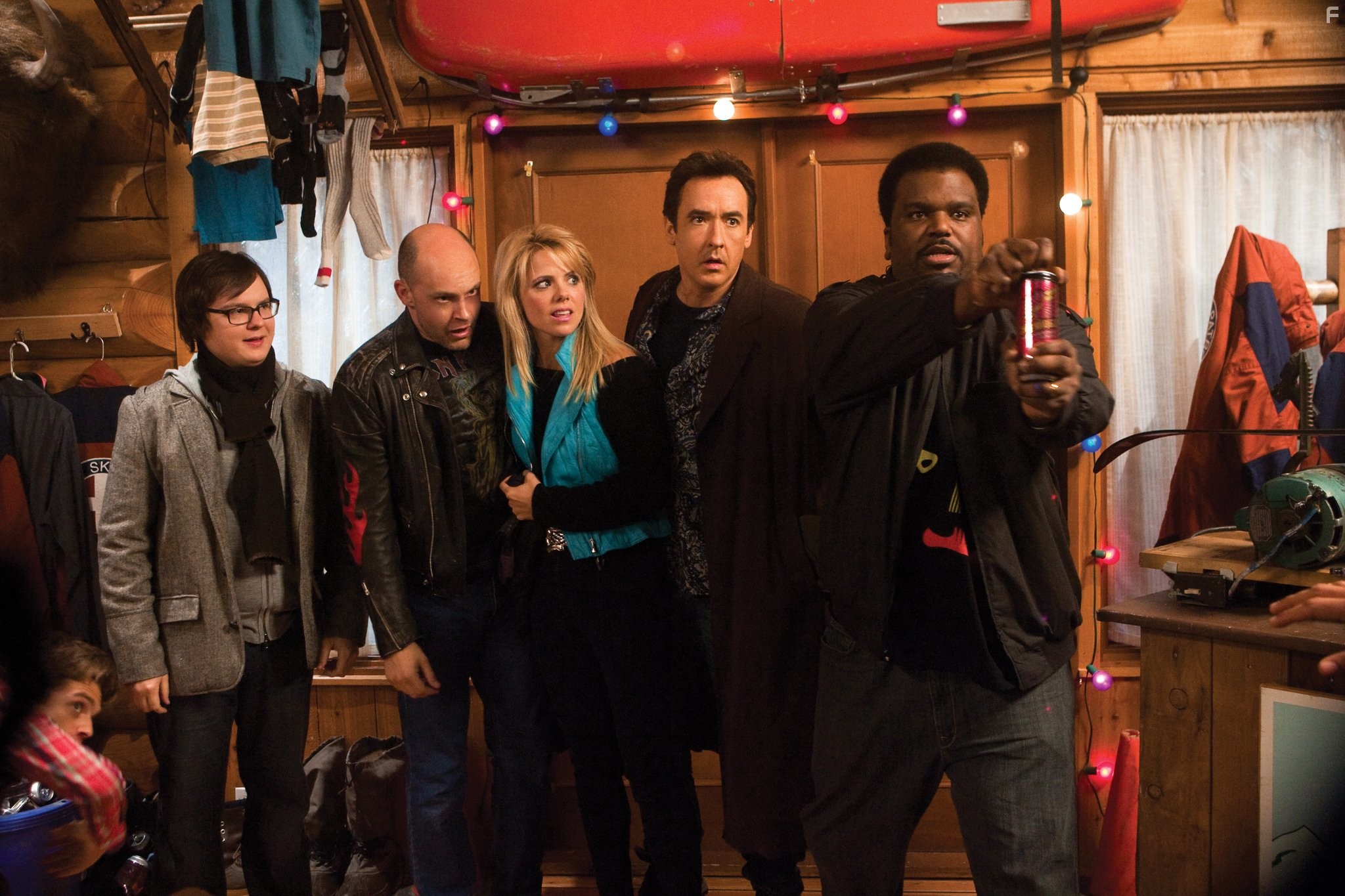 John Cusack, Clark Duke, Craig Robinson, Rob Corddry, and Collette Wolfe in Машина времени в джакузи (2010)