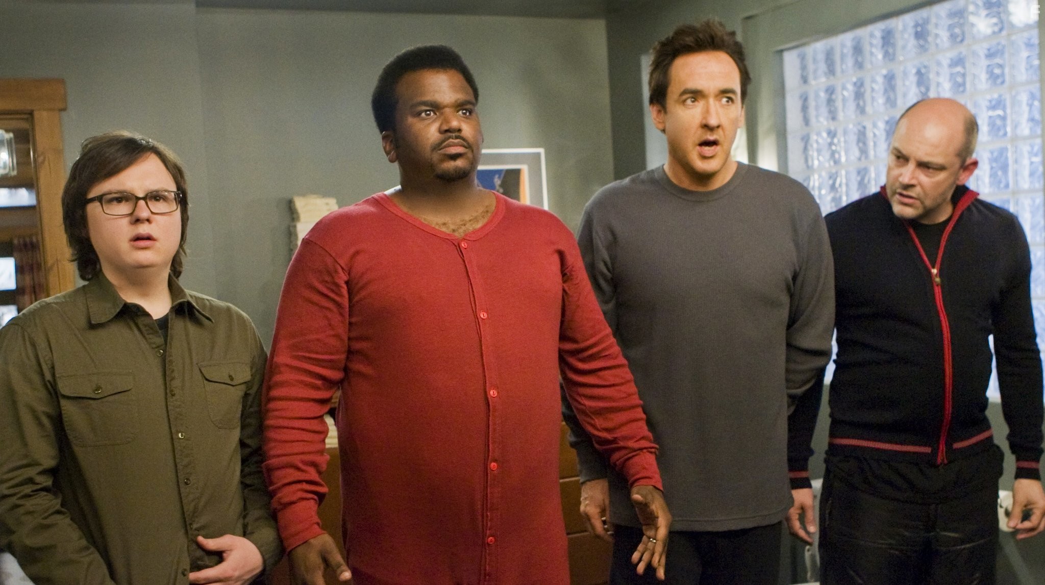 John Cusack, Clark Duke, Craig Robinson, and Rob Corddry in Машина времени в джакузи (2010)