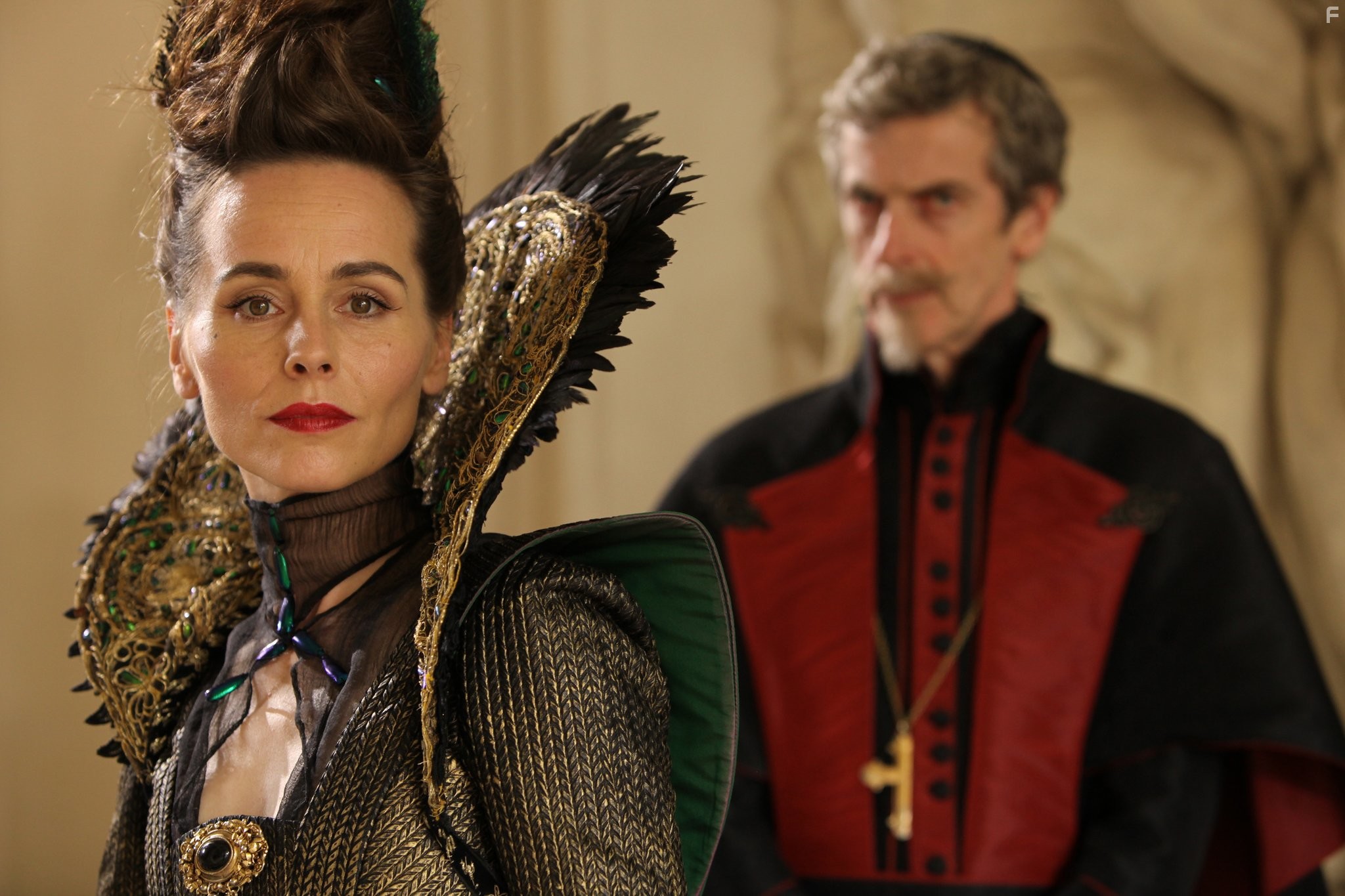 Tara Fitzgerald and Peter Capaldi in Мушкетеры (2014)