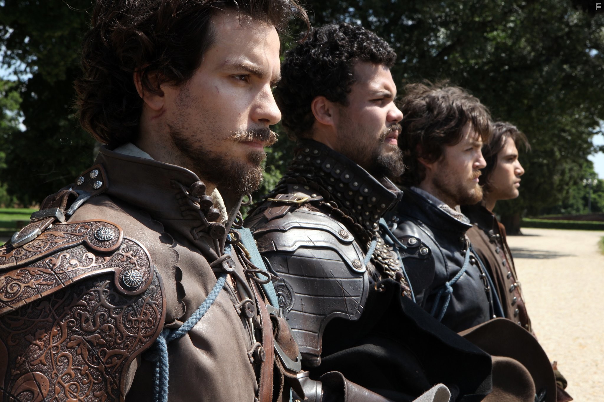 Tom Burke, Santiago Cabrera, Luke Pasqualino, and Howard Charles in Мушкетеры (2014)