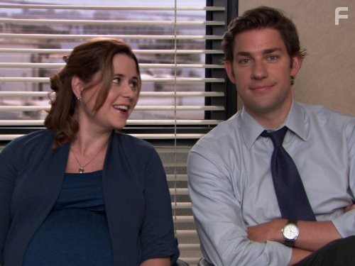 Jenna Fischer and John Krasinski in Офис (2005)