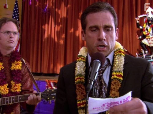 Steve Carell and Rainn Wilson in Офис (2005)