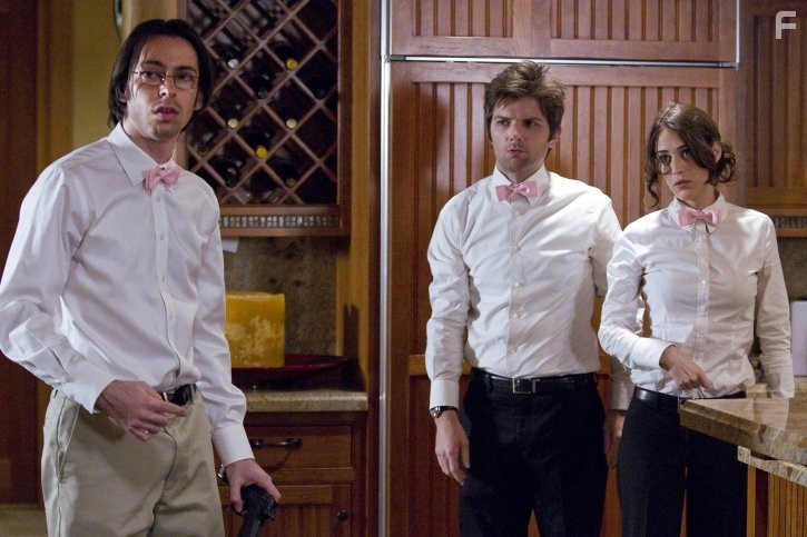 Adam Scott, Lizzy Caplan, and Martin Starr in Мастера вечеринок (2009)