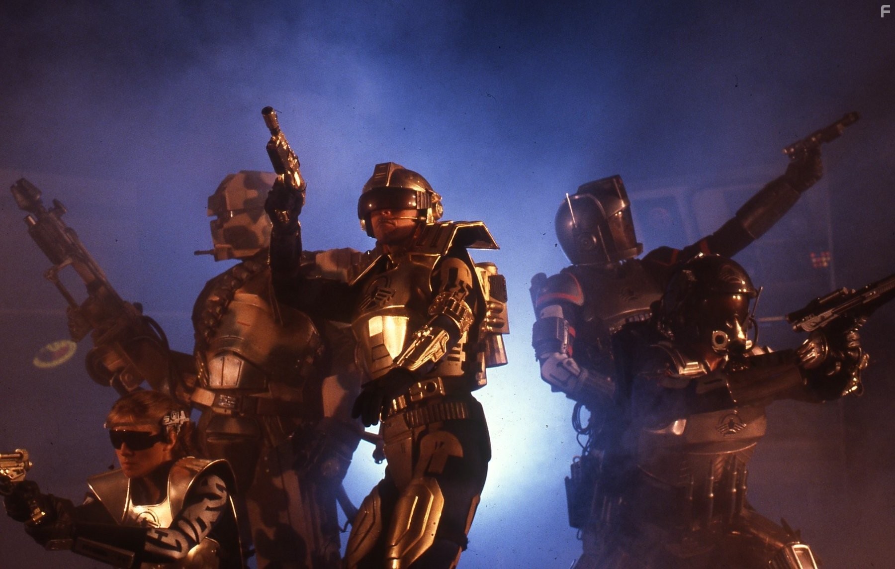 Tim Dunigan, Peter MacNeill, Jessica Steen, Sven-Ole Thorsen, and Maurice Dean Wint in Captain Power and the Soldiers of the Future (1987)