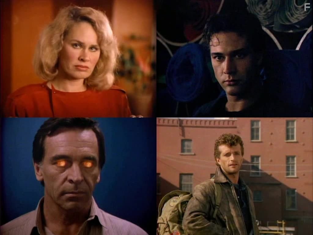 Karen Black, Fernando Allende, Page Fletcher, and Donnelly Rhodes in The Hitchhiker (1983)