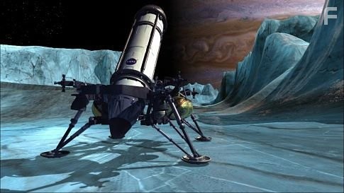 In this conceptual rendering, NASA's "melt probe" is about to begin its journey deep through the ice of Europa, the 2nd moon of Jupiter, on a quest to penetrate through to the hidden ocean.