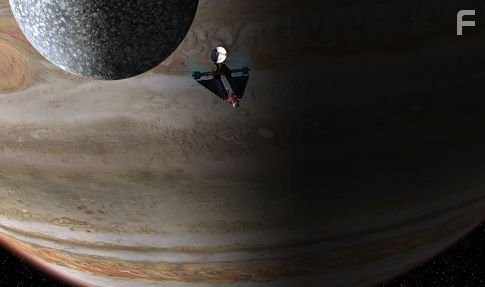 Conceptual Art:  NASA's Jupiter Icy Moons Orbiter Mission.  The spacecraft is on approach to Callisto, one of three moons thought to contain liquid water somewhere beneath the surface.