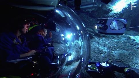 (L-R) Submersible Pilot Tym Catterson, Loretta Hidalgo (Space Generation Foundation President) ROV Bot I (aka "Jake" )