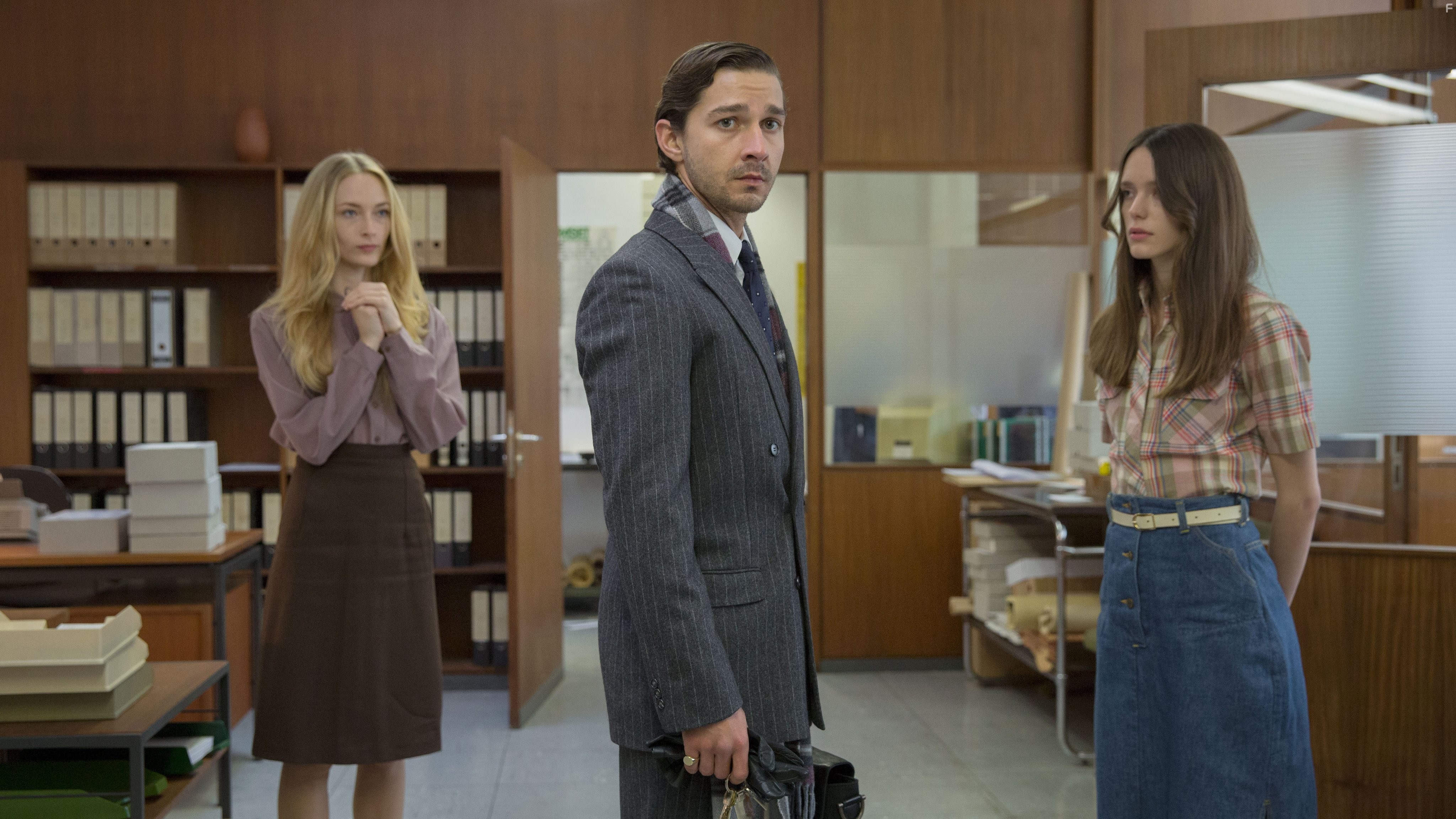 Shia LaBeouf, Felicity Gilbert, and Stacy Martin in Нимфоманка: Часть 1 (2013)