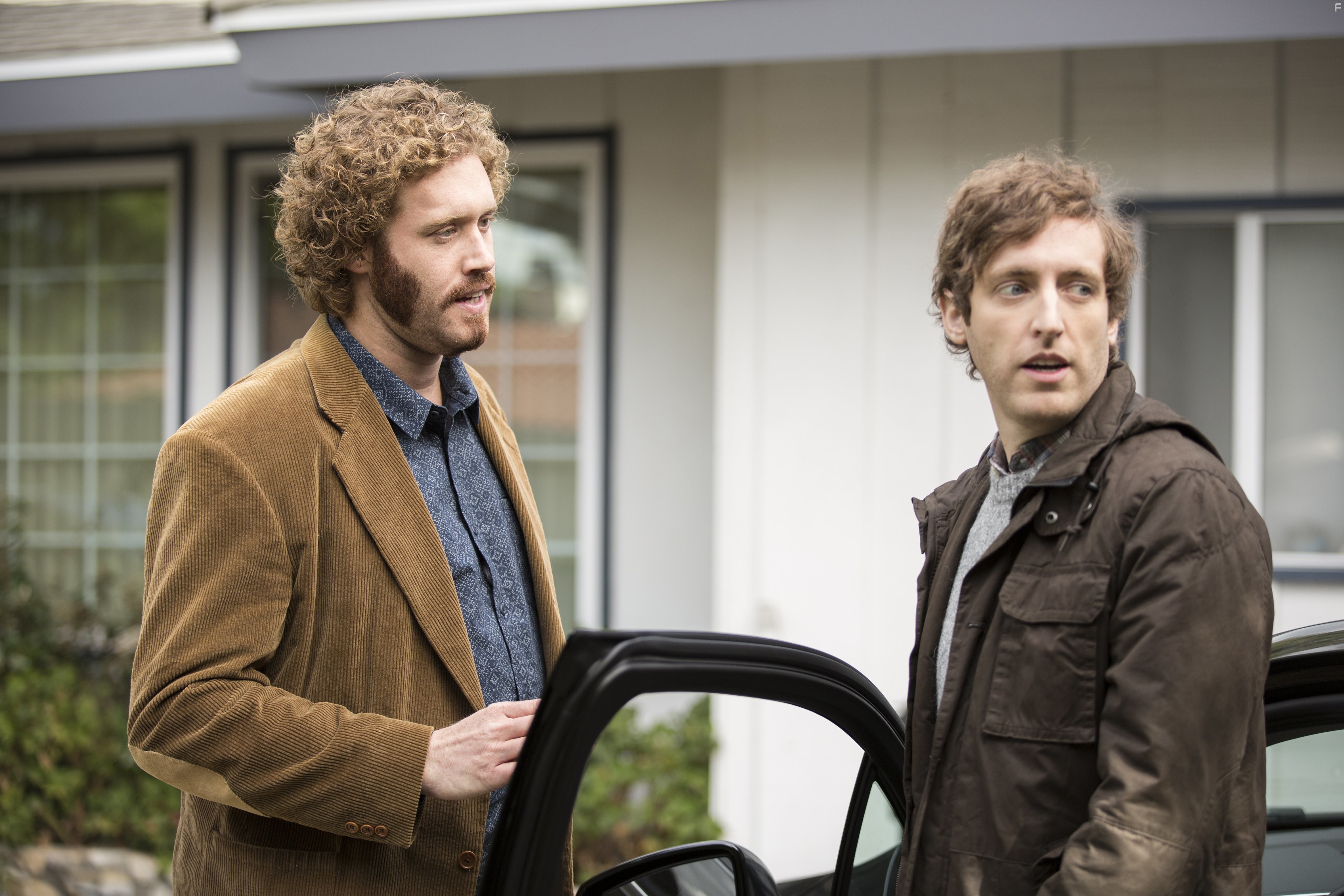 T.J. Miller and Thomas Middleditch in Кремниевая долина (2014)