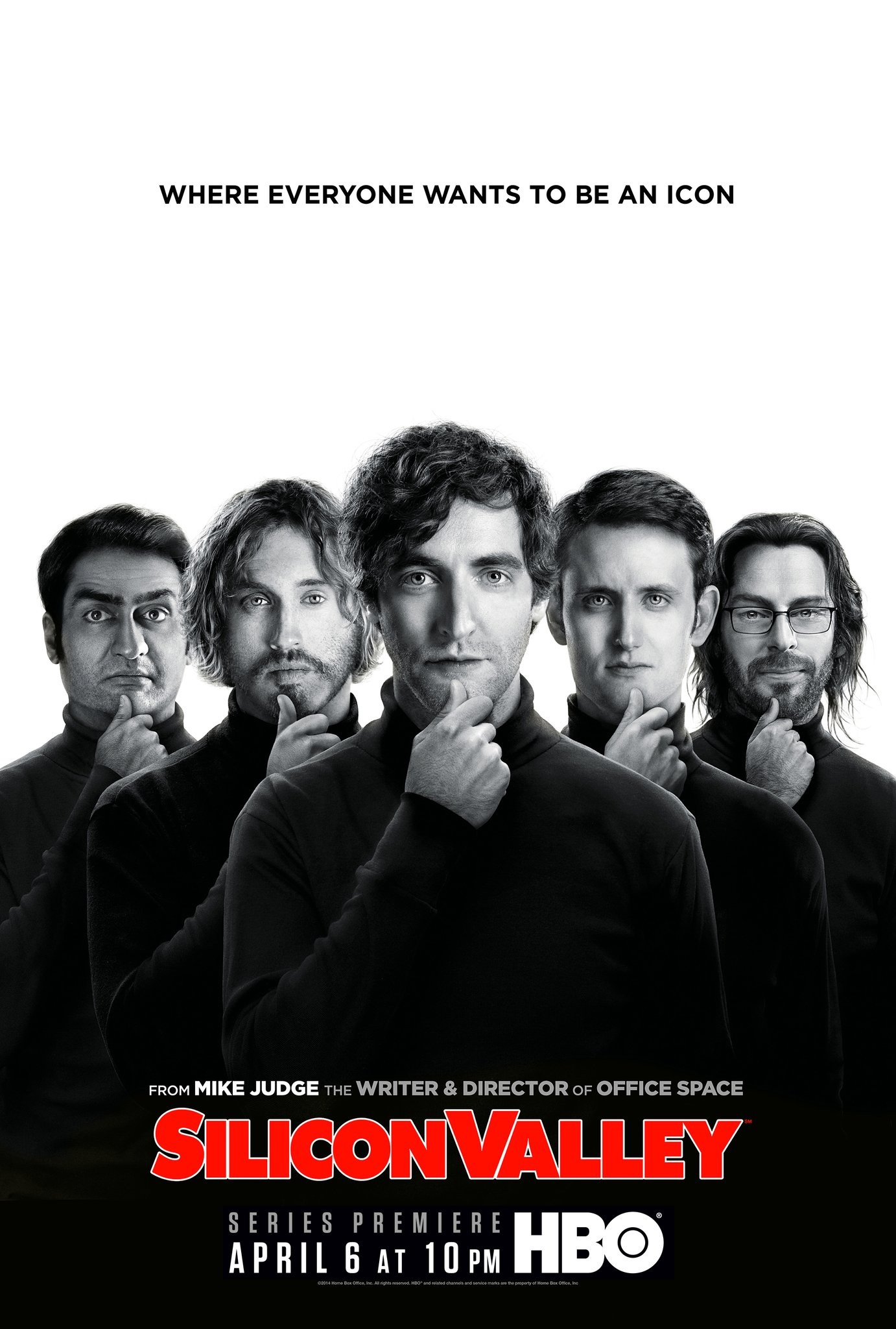 Martin Starr, Zach Woods, T.J. Miller, Thomas Middleditch, and Kumail Nanjiani in Кремниевая долина (2014)
