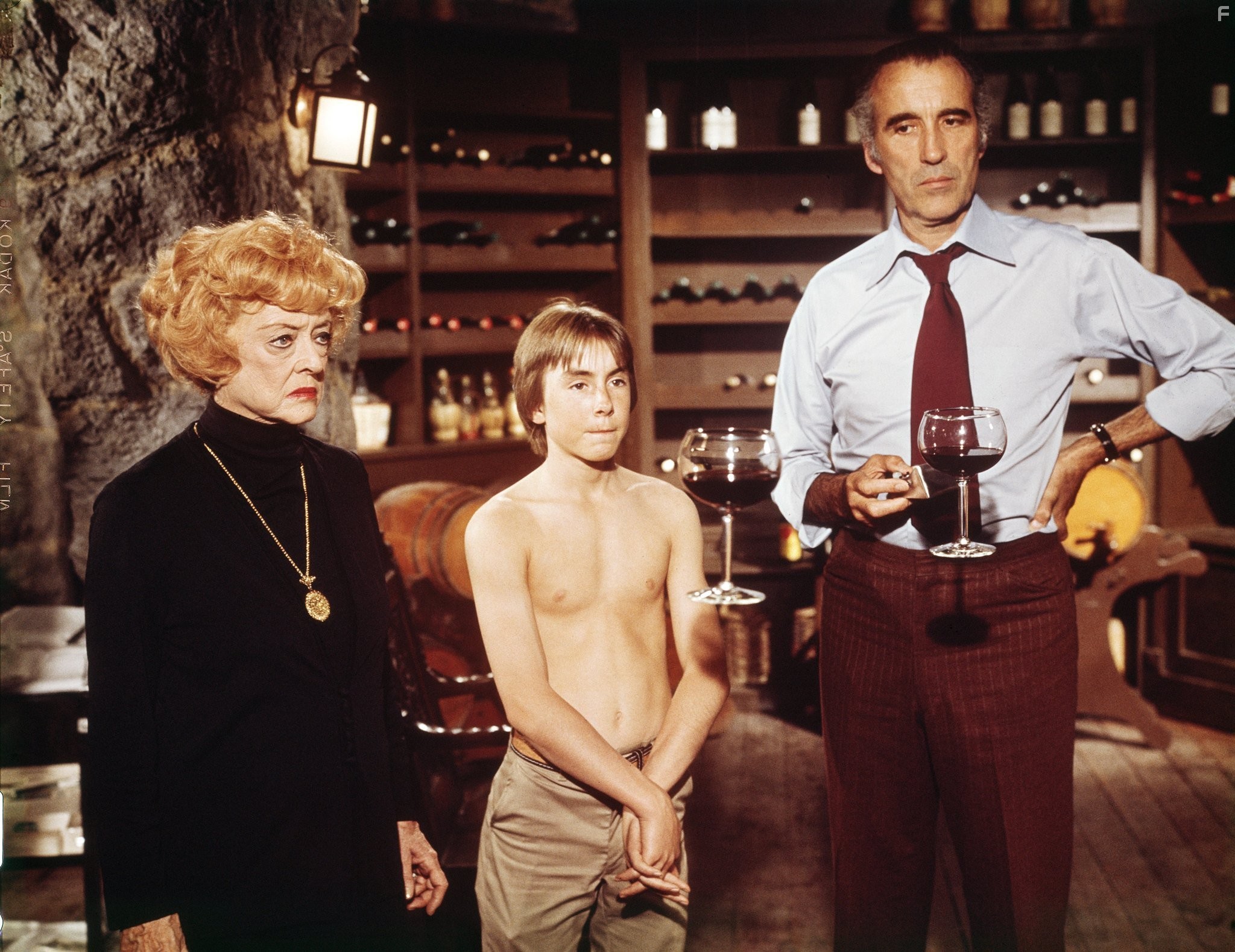 Bette Davis, Christopher Lee, and Ike Eisenmann in Возвращение с ведьминой горы (1978)