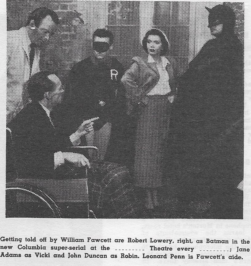 Jane Adams, Johnny Duncan, William Fawcett, Robert Lowery, and Leonard Penn in Batman and Robin (1949)