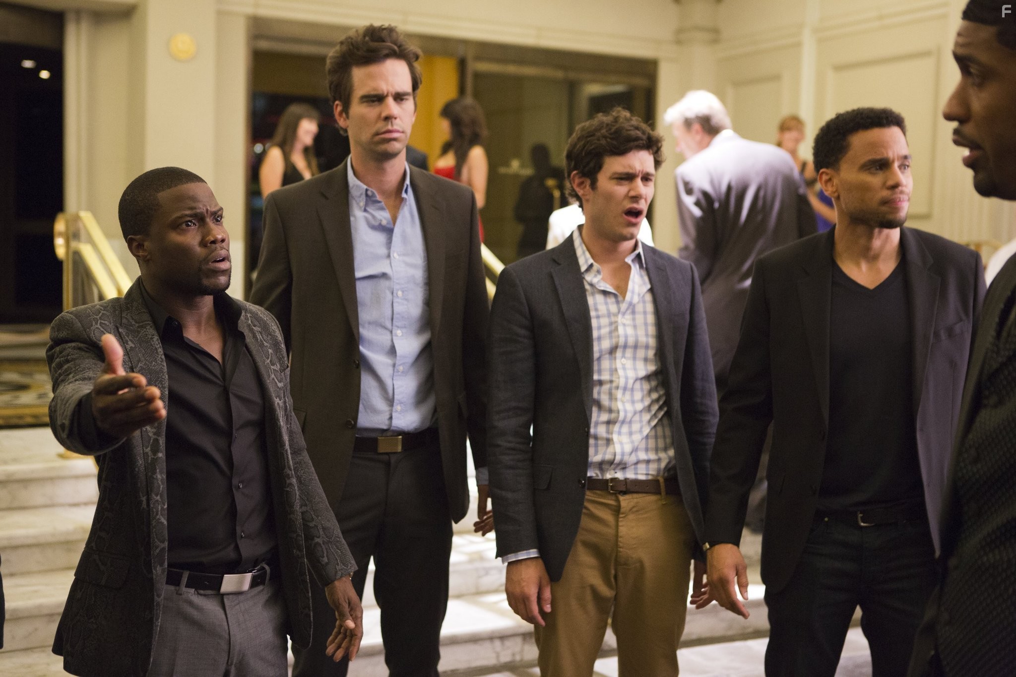 Adam Brody, Kevin Hart, Michael Ealy, and David Walton in Думай, как мужчина 2 (2014)