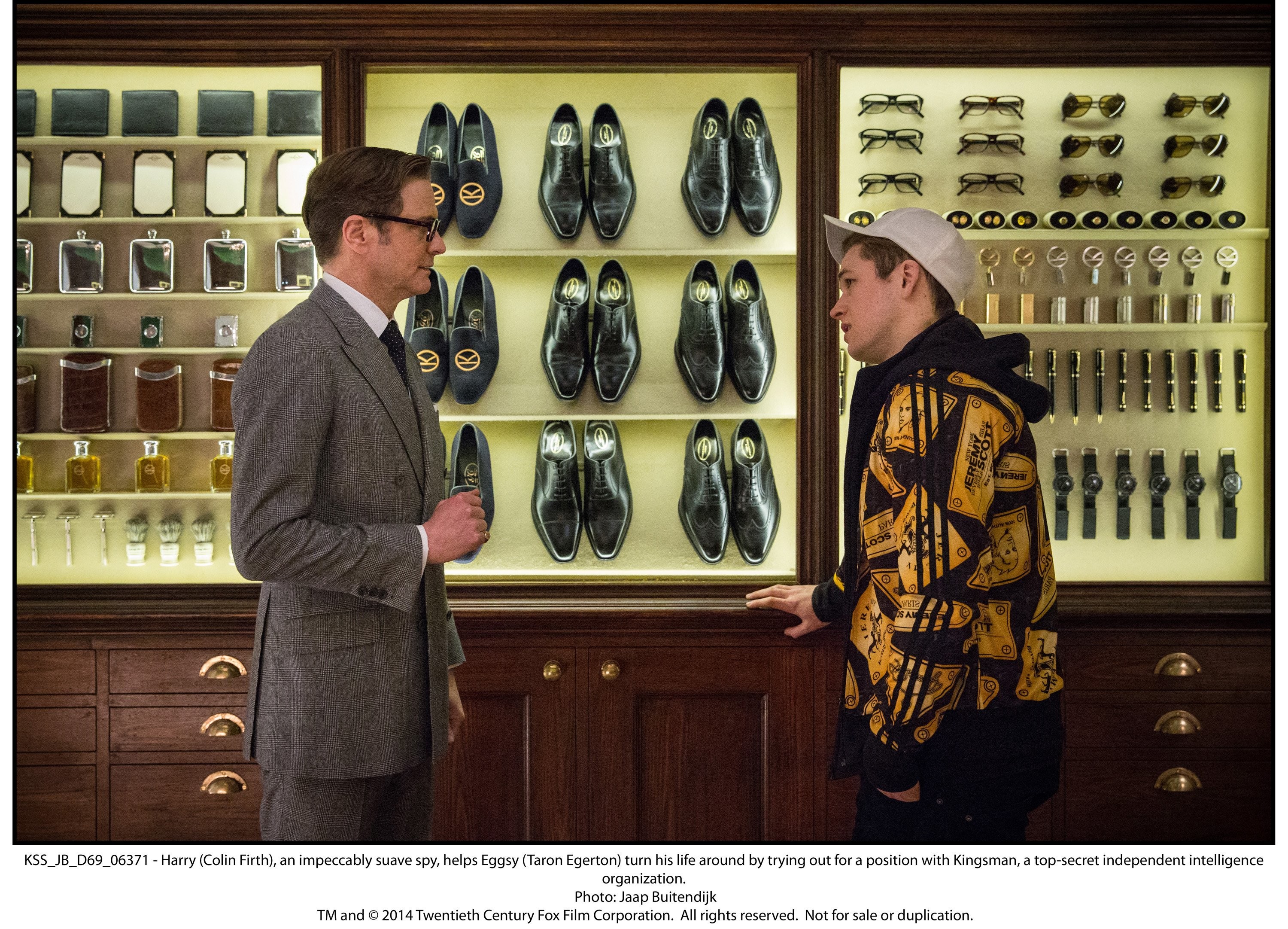 Colin Firth and Taron Egerton in Kingsman: Секретная служба (2014)