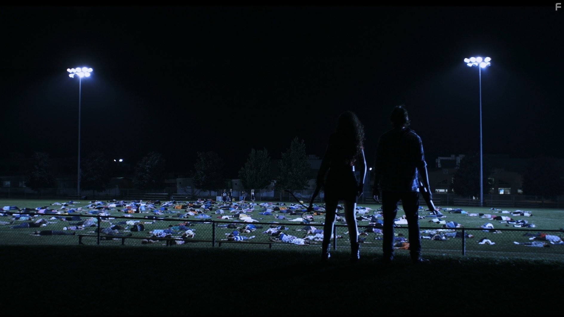 Still of Devon Bostick and April Mullen in Dead Before Dawn 3D. www.deadbeforedawn3d.com