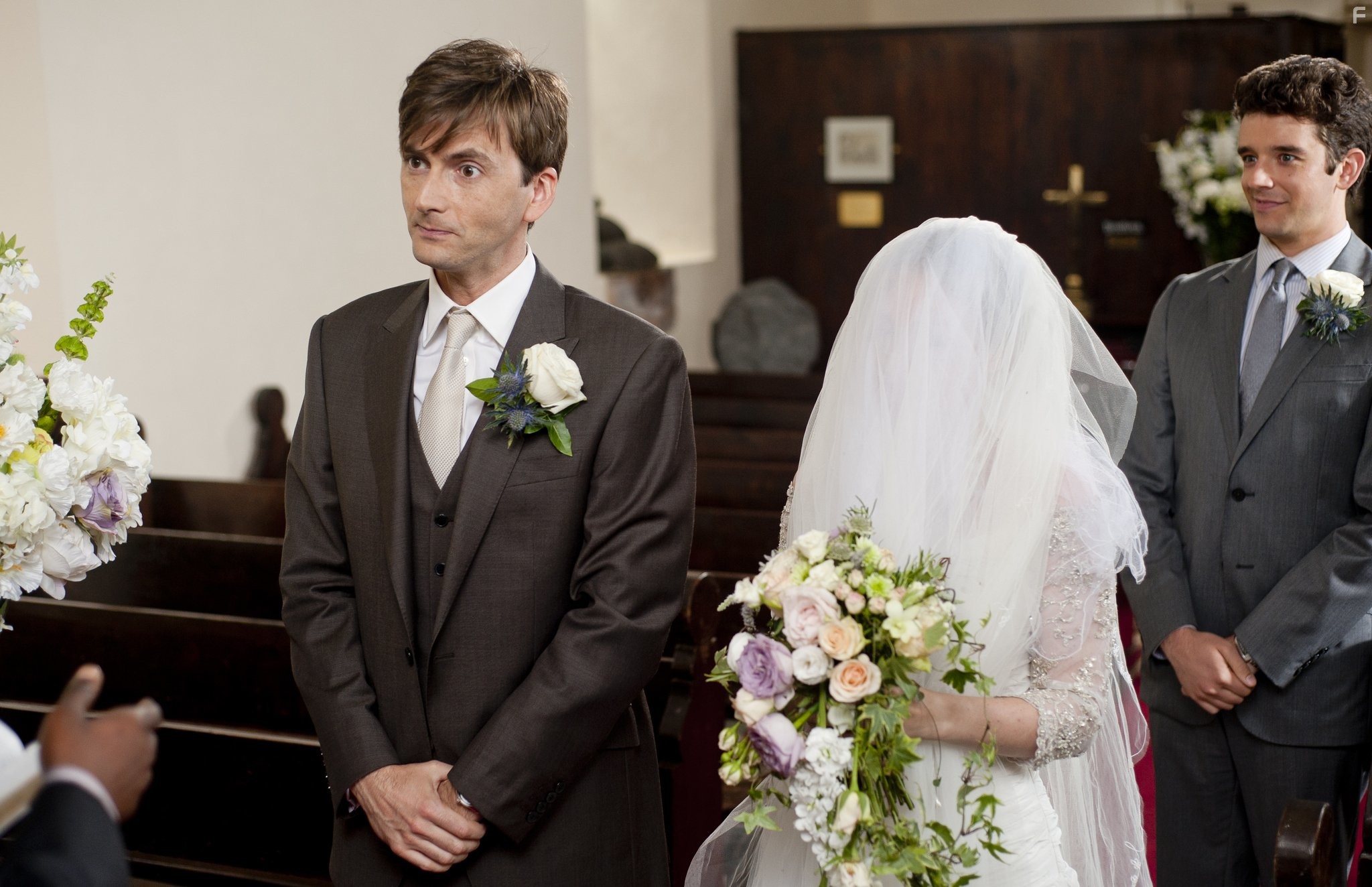 Kelly Macdonald, David Tennant, and Michael Urie in Ловушка для невесты (2011)
