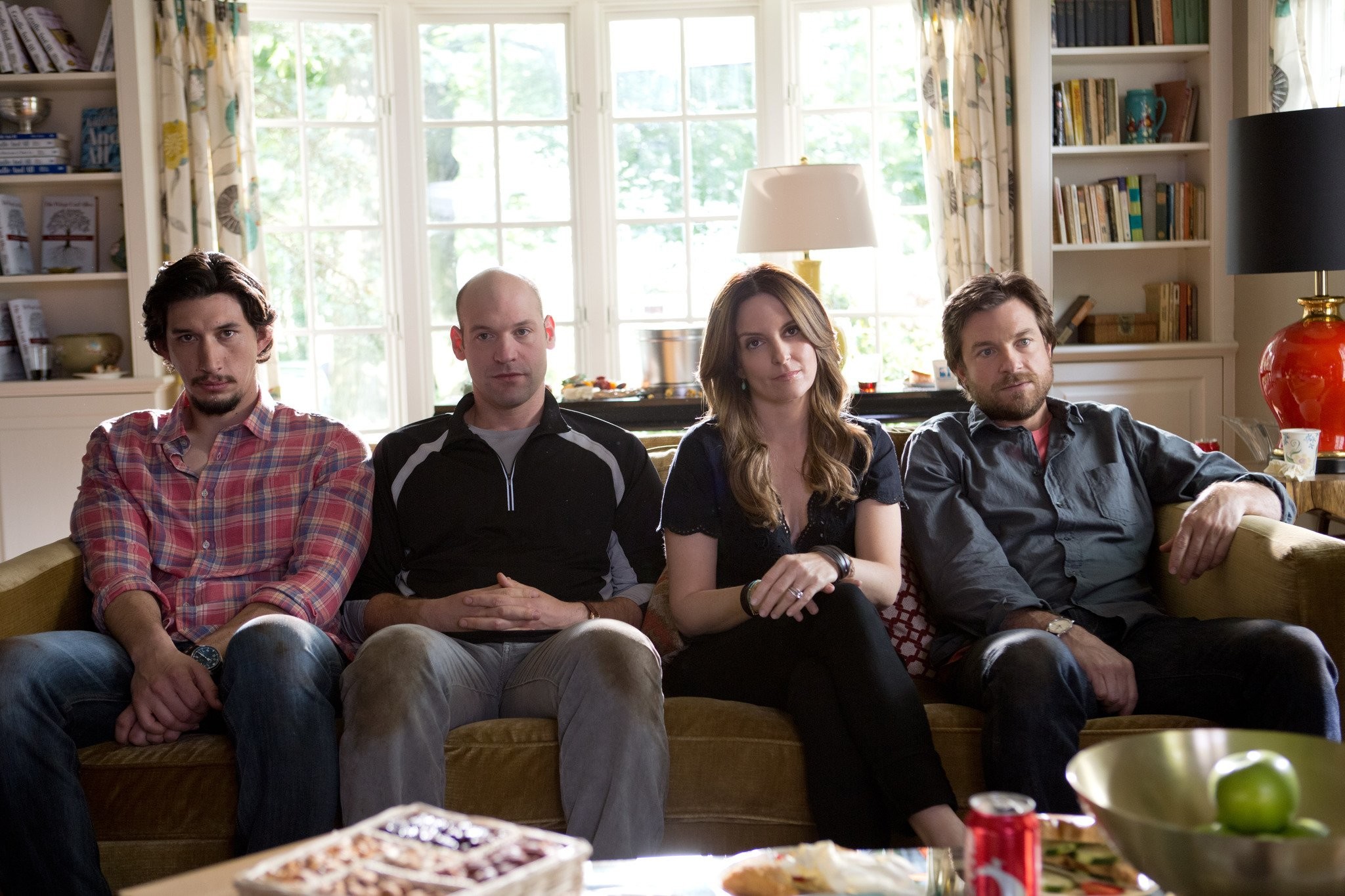 Jason Bateman, Tina Fey, Corey Stoll, and Adam Driver in Дальше живите сами (2014)