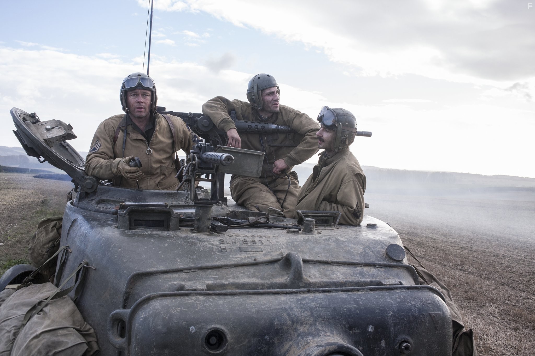 Brad Pitt, Shia LaBeouf, and Jon Bernthal in Ярость (2014)