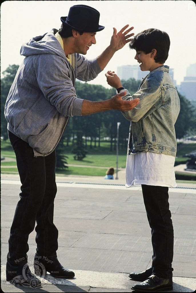 Sylvester Stallone and Sage Stallone in Рокки 5 (1990)