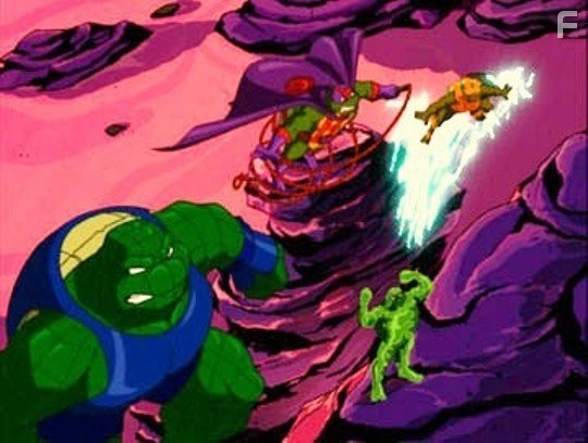 Sam Riegel, Gregory Abbey, Vinnie Penna, and Michael Sinterniklaas in Мутанты черепашки ниндзя (2003)