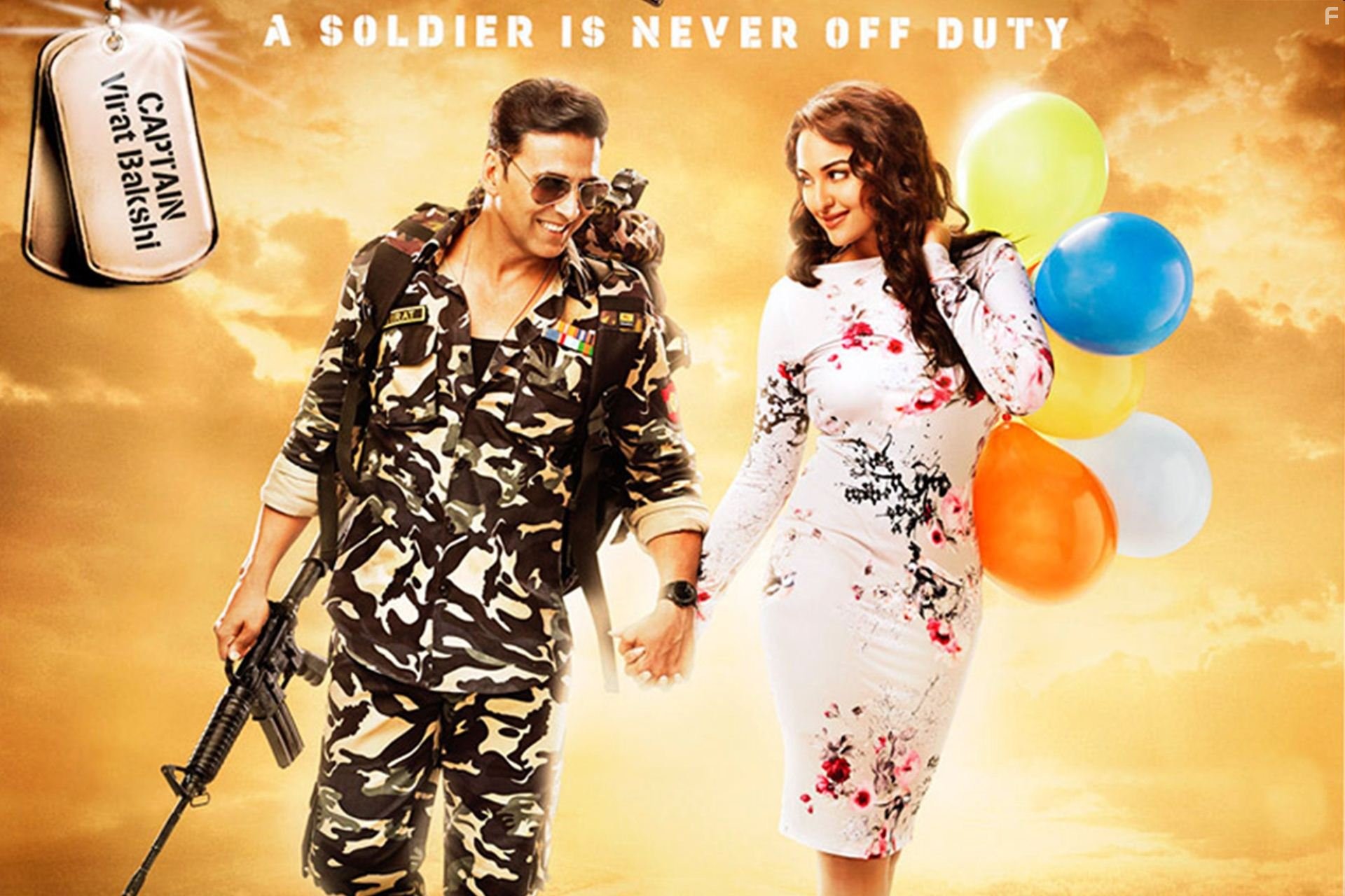 Akshay Kumar and Sonakshi Sinha in Солдат (2014)