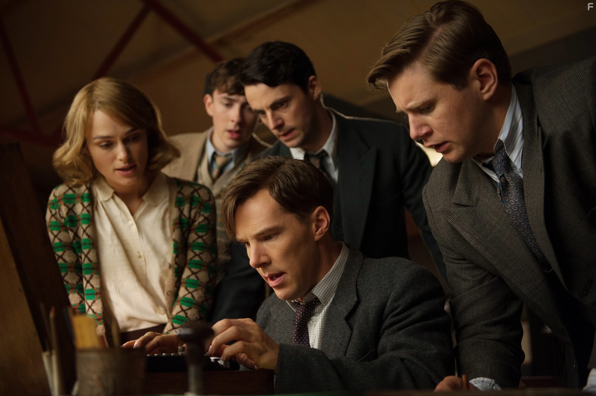 Matthew Beard, Matthew Goode, Keira Knightley, Benedict Cumberbatch, and Allen Leech in Игра в имитацию (2014)