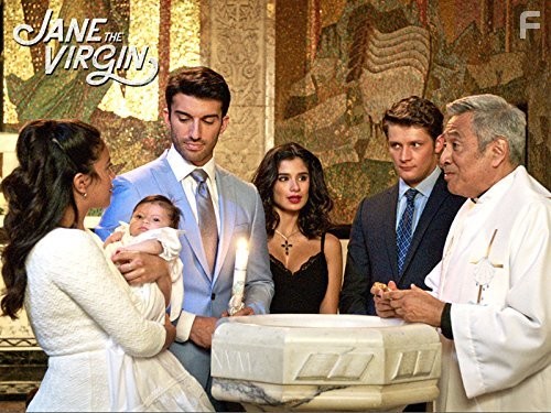 Justin Baldoni, Gina Rodriguez, Brett Dier, and Diane Guerrero in Девственница Джейн (2014)