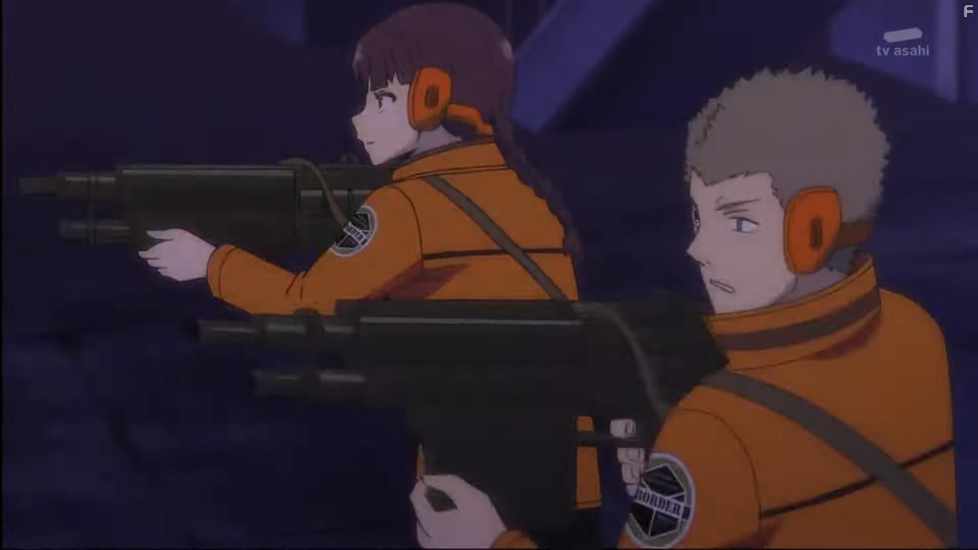 Hirofumi Tanaka and Yuri Noguchi in World Trigger: New Technique (2021)