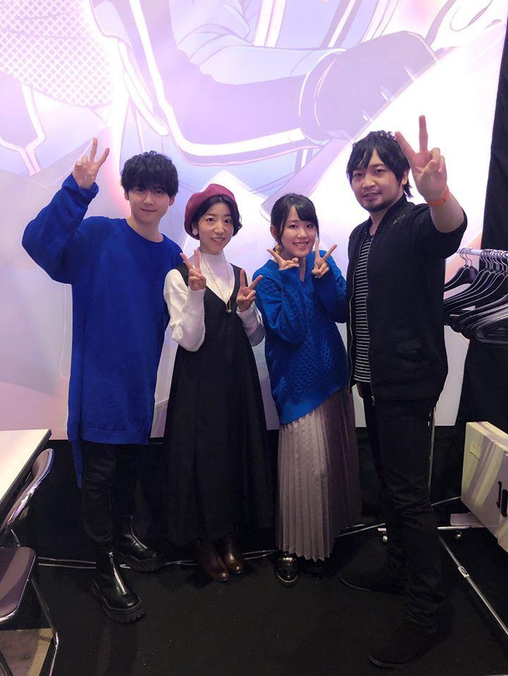Yichi Nakamura, Yki Kaji, Nao Tamura, and Tomo Muranaka at an event for World Trigger (2014)