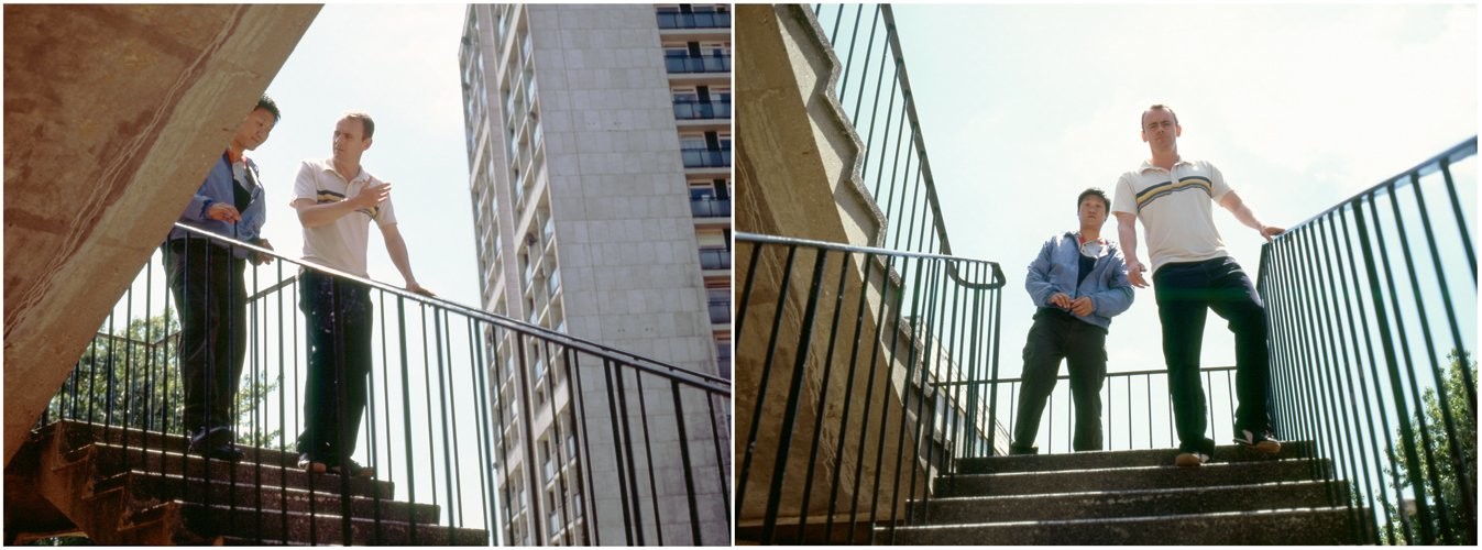 Sean Lock and Benedict Wong in 15 Storeys High (2002)