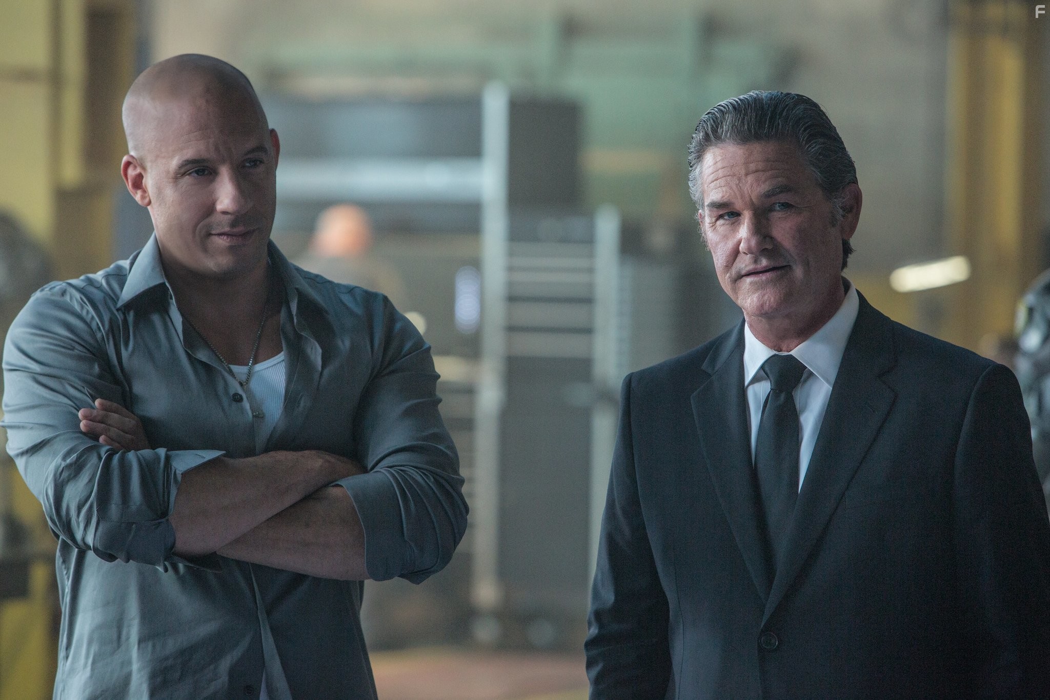 Kurt Russell and Vin Diesel in Форсаж 7 (2015)