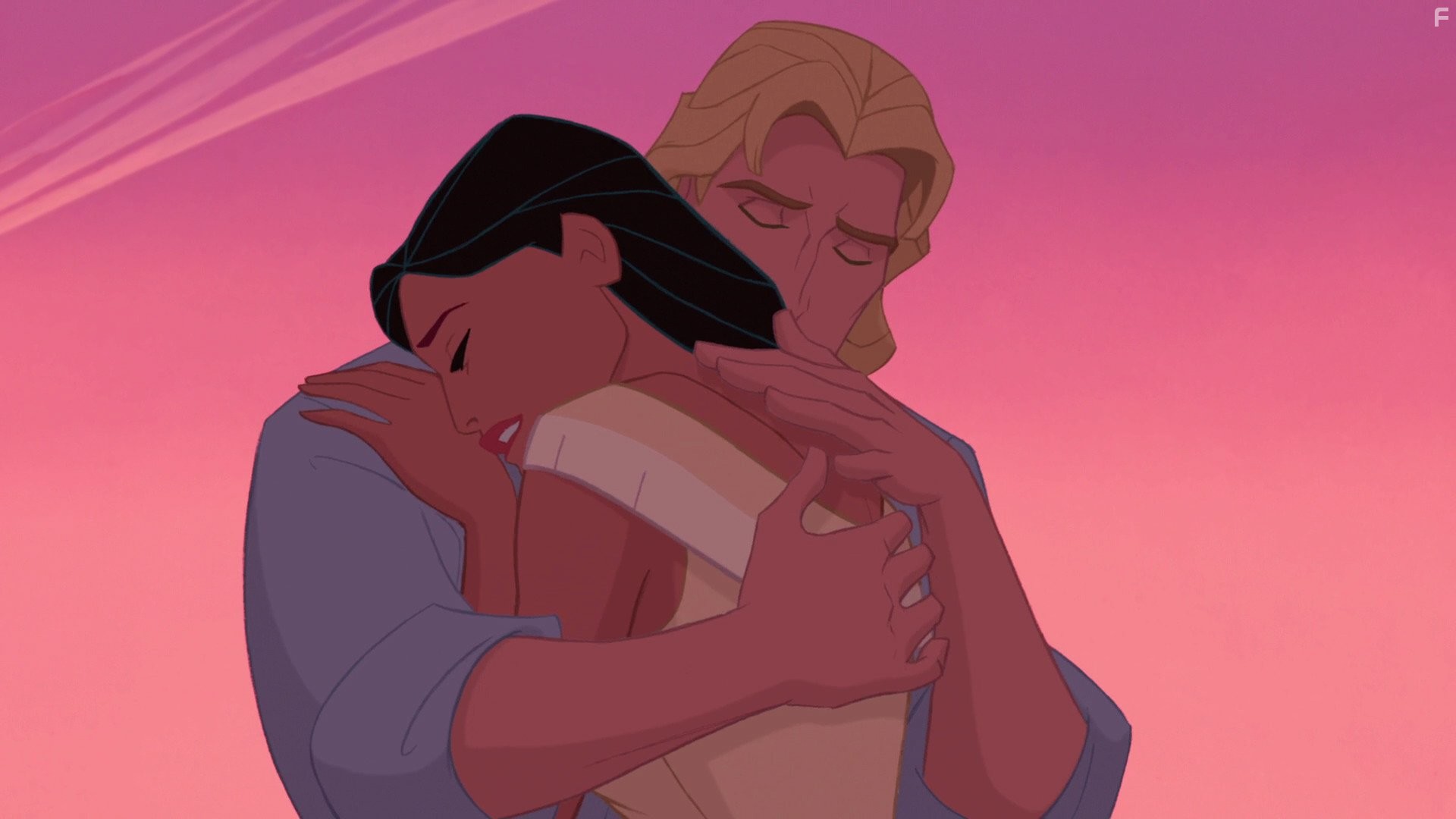 Mel Gibson, Irene Bedard, and Judy Kuhn in Покахонтас (1995)