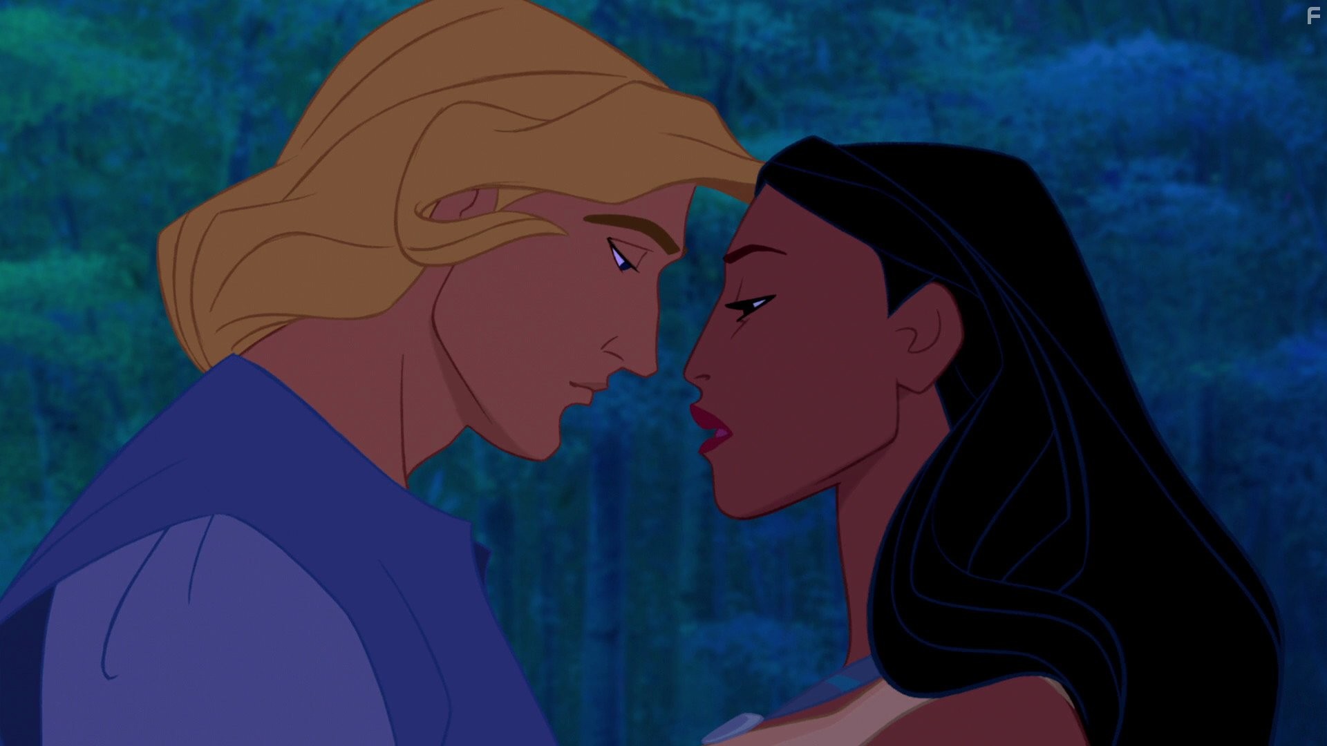 Mel Gibson, Irene Bedard, and Judy Kuhn in Покахонтас (1995)