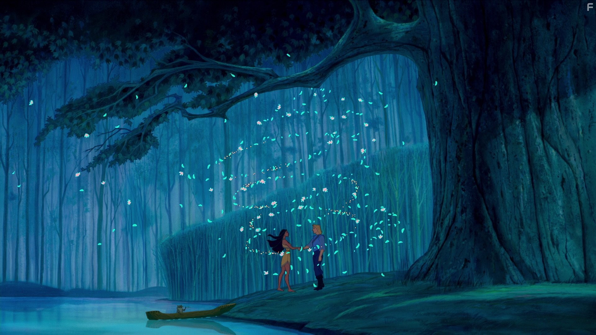 Mel Gibson, Irene Bedard, and Judy Kuhn in Покахонтас (1995)