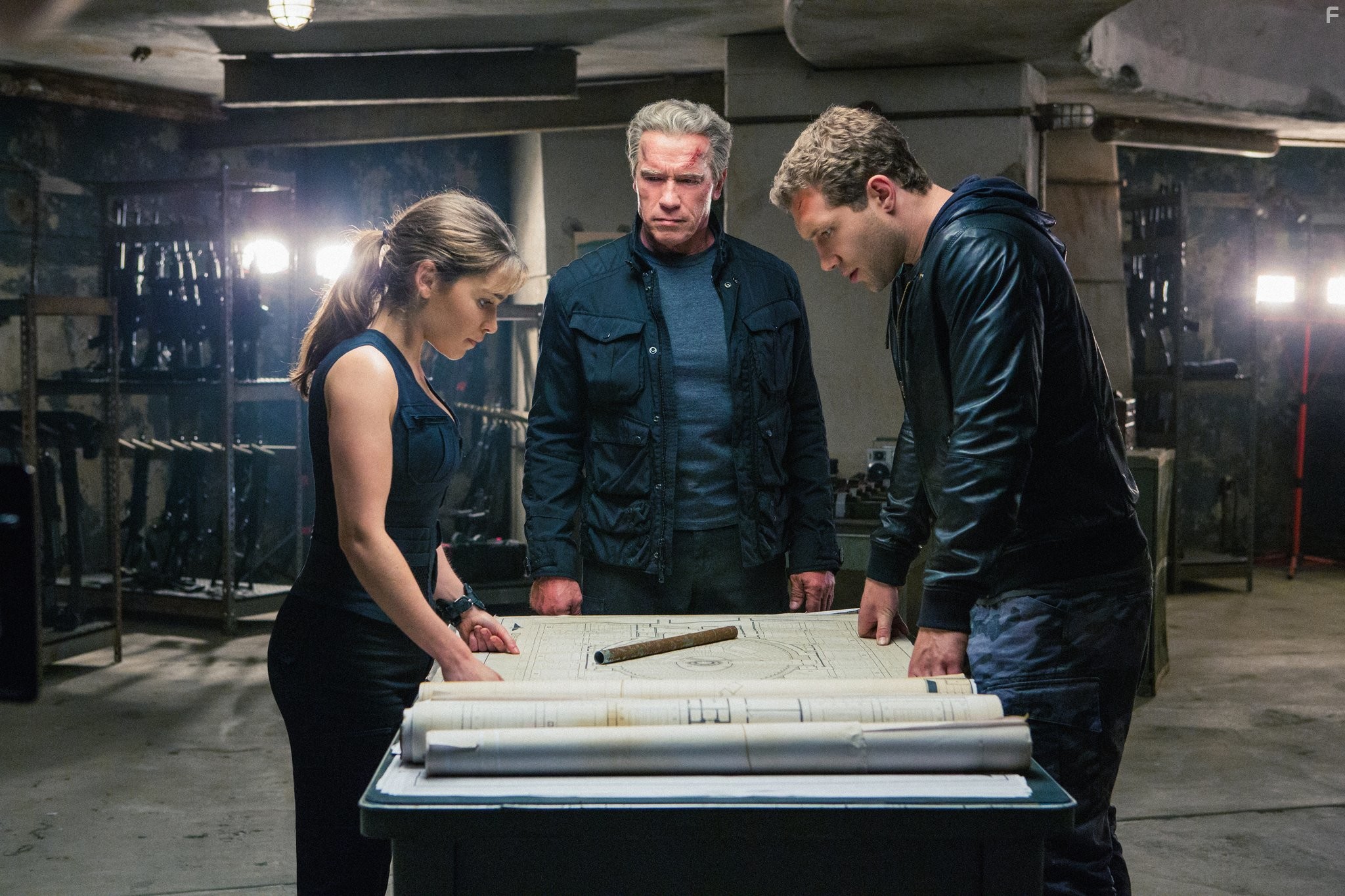 Arnold Schwarzenegger, Jai Courtney, and Emilia Clarke in Терминатор: Генезис (2015)
