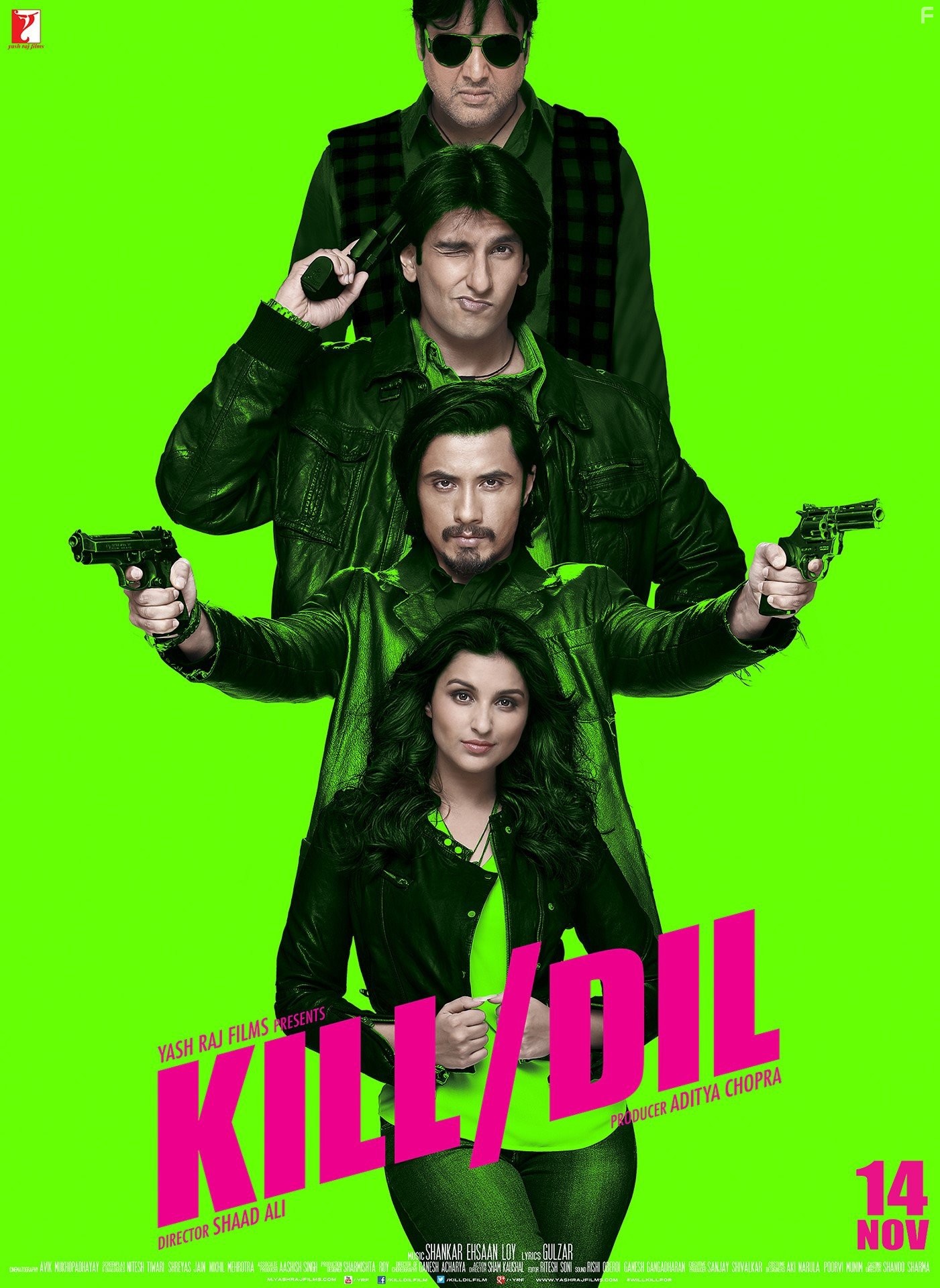 Govinda, Ali Zafar, Ranveer Singh, and Parineeti Chopra in Прямо в сердце (2014)