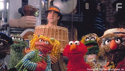 Elmo and assorted grouches with Huxley