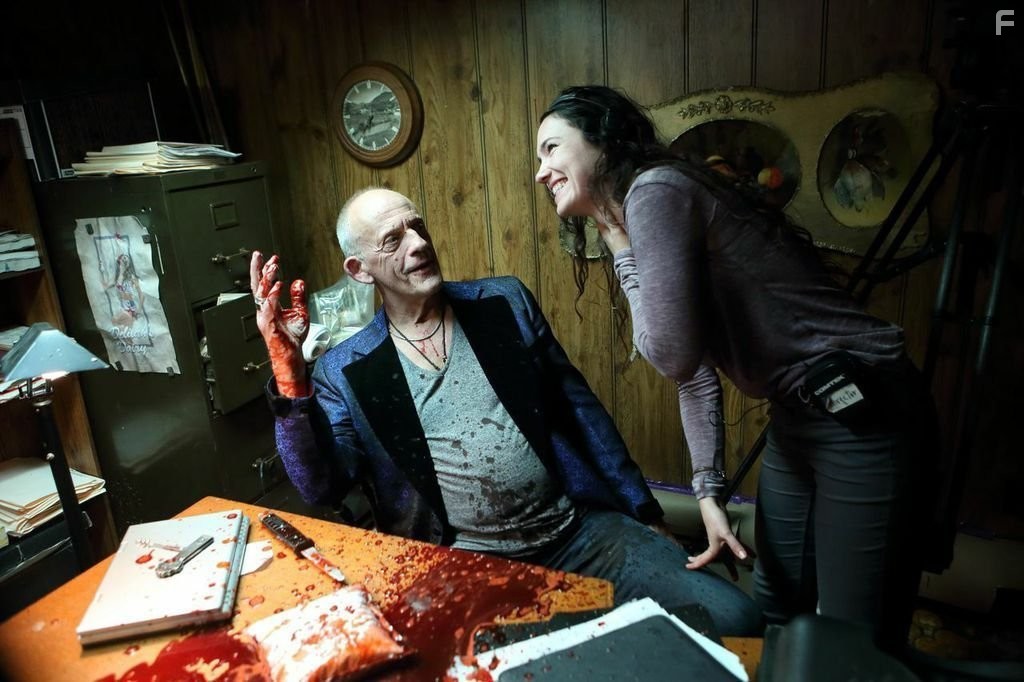 Christopher Lloyd and Director April Mullen on the set of 88.