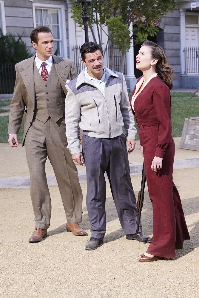 James D'Arcy, Dominic Cooper, and Hayley Atwell in Агент Картер (2015)