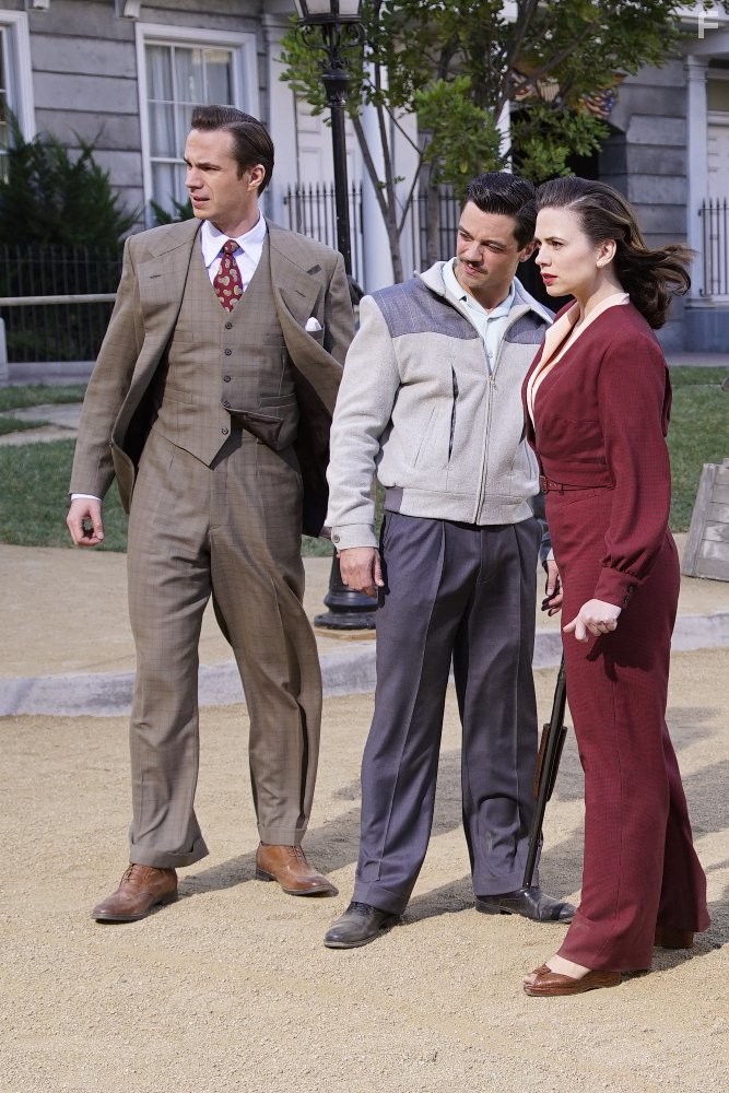 James D'Arcy, Dominic Cooper, and Hayley Atwell in Агент Картер (2015)
